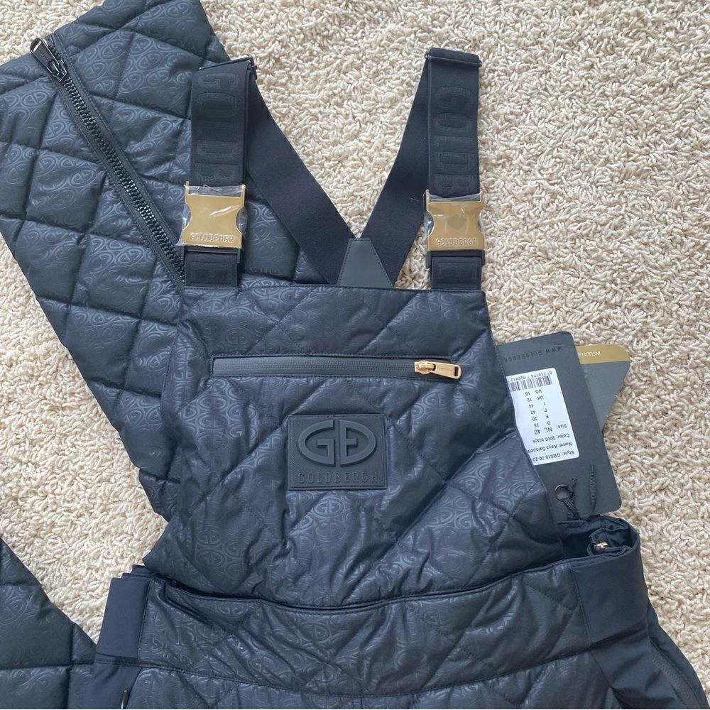 Goldbergh KAYA SALOPETTE BLACK Ski Pants Overalls NWT US size 10 ski bibs - Picture 2 of 12